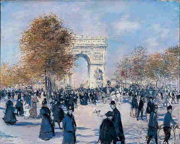 l'Arc de Triomphe et Champs Elys&eacute;es par Jean Fran&ccedil;ois Raffaelli 