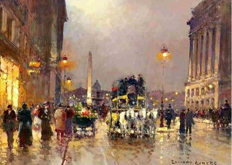 rue Royale et  place de la Concorde par Edouard L&eacute;on Cort&egrave;s