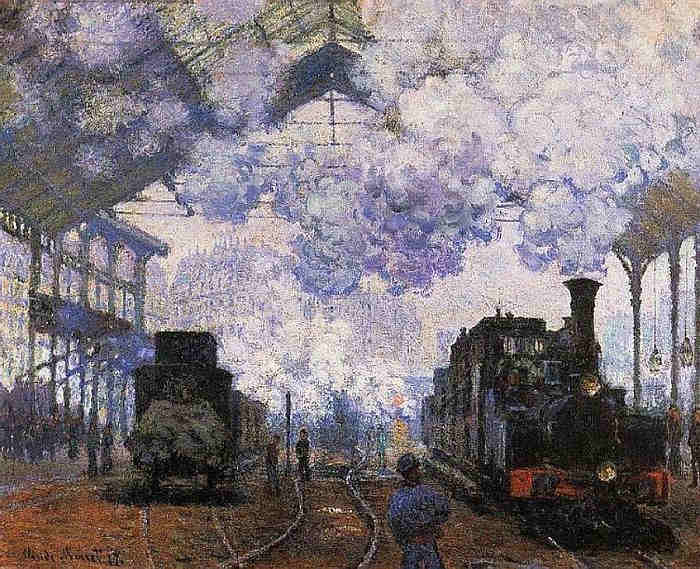 Arriv&eacute;e d'un train en gare St-lazare par Claude Monet