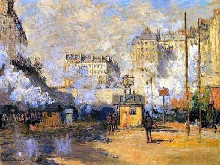 Ext&eacute;rieur de la gare St-Lazare, effet de soleil par Claude Monet