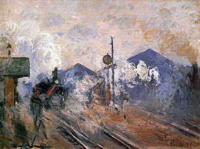 Rails de chemin de fer devant la gare St-Lazare par Claude Monet 