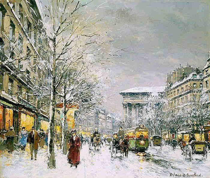 Boulevard de la Madeleine sous la neige par Antoine Blanchard