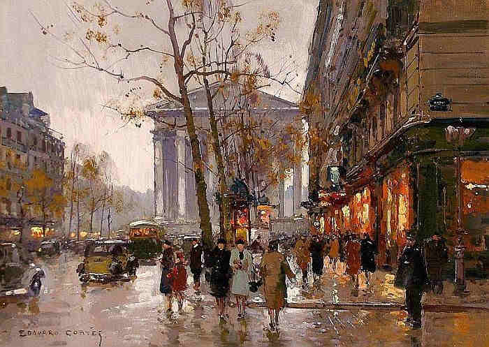 la Madeleine et rue Royale par Edouard L&eacute;on Cort&egrave;s