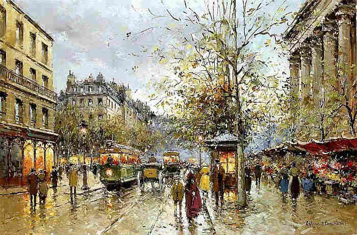 March&eacute; aux fleurs &agrave; la Madeleine par Antoine Blanchard