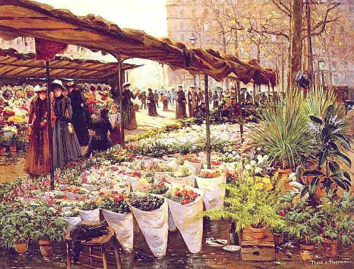 March&eacute; aux fleurs &agrave; la Madeleine par Th&eacute;odore von Hoermann