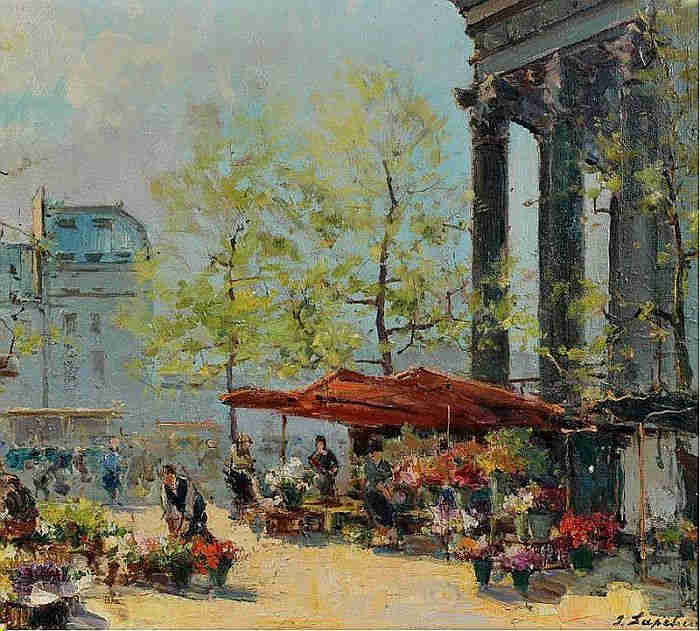 March&eacute; aux fleurs de la Madeleine par Georges Lapchine