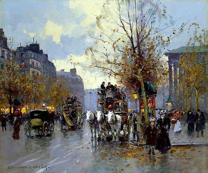 Omnibus sur la place de la Madeleine par Edouard L&eacute;on Cort&egrave;s