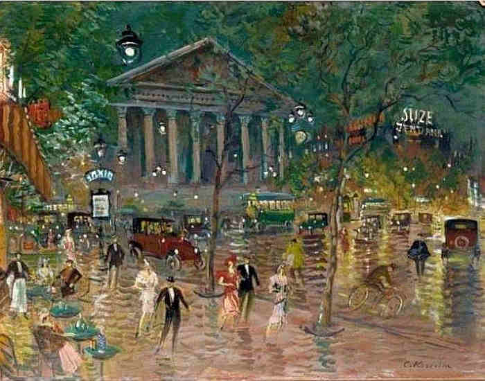 Paris, place de la Madeleine la nuit , apr&egrave;s la pluie par Constantin 