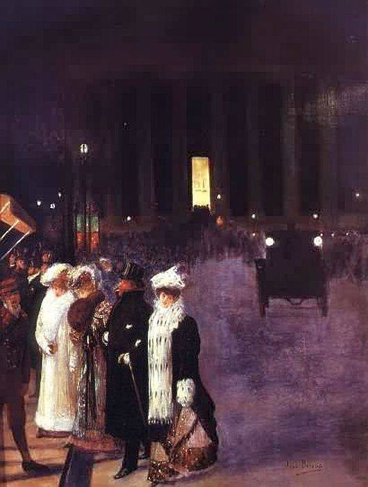 Rue Royale, devant  chez Maxim's, et la Madeleine, un soir de No&euml;l  par Jean B&eacute;raud