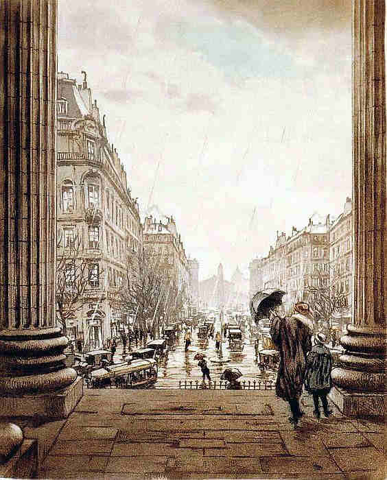 Rue Royale sous la pluie, vue de la Madeleine par TF Simon