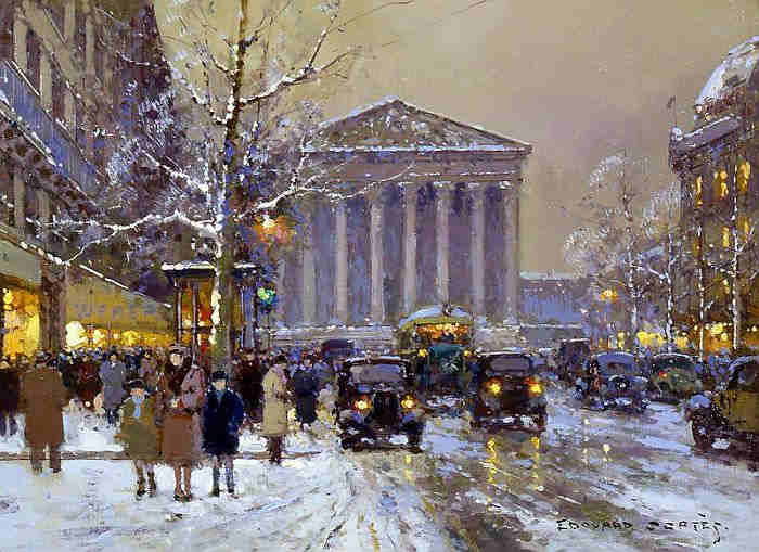 Rue Royale et la Madeleine en hiver par Edouard L&eacute;on Cort&egrave;s