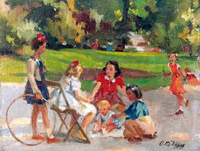Enfants jouant au  Parc Monceau par Paul Michel Dupuy